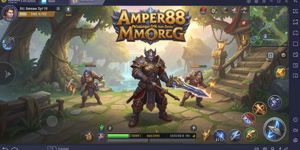 Tangkapan layar gameplay AMPER88 yang menampilkan pertarungan epik dan eksplorasi dunia.