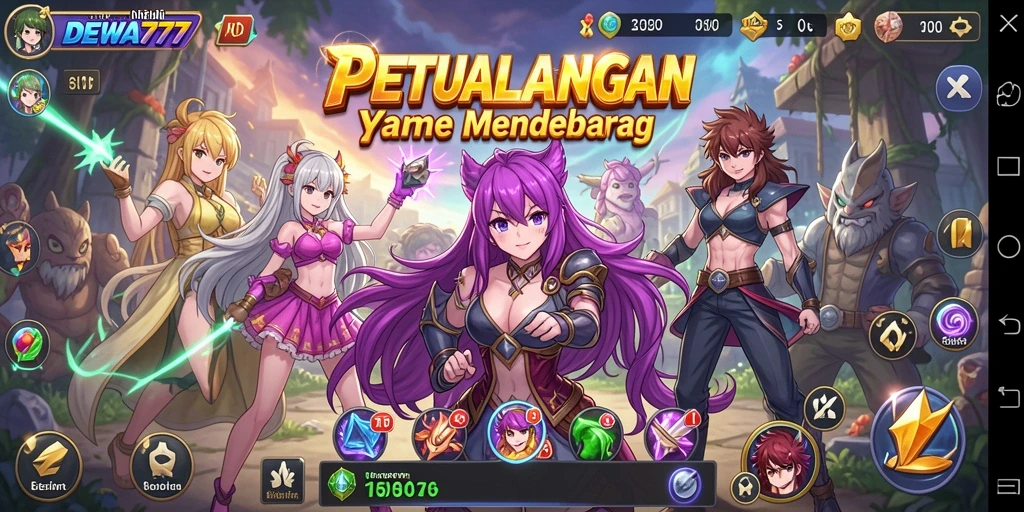 Tampilan menarik gameplay DEWA777 dengan karakter anime yang hidup.