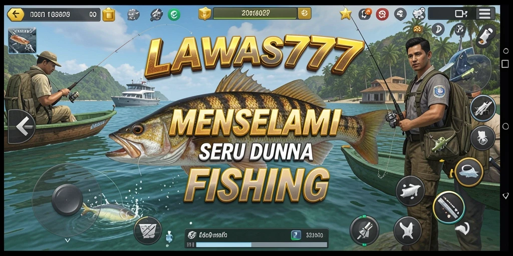 Tampilan gameplay seru dalam LAWAS777 saat memancing ikan.
