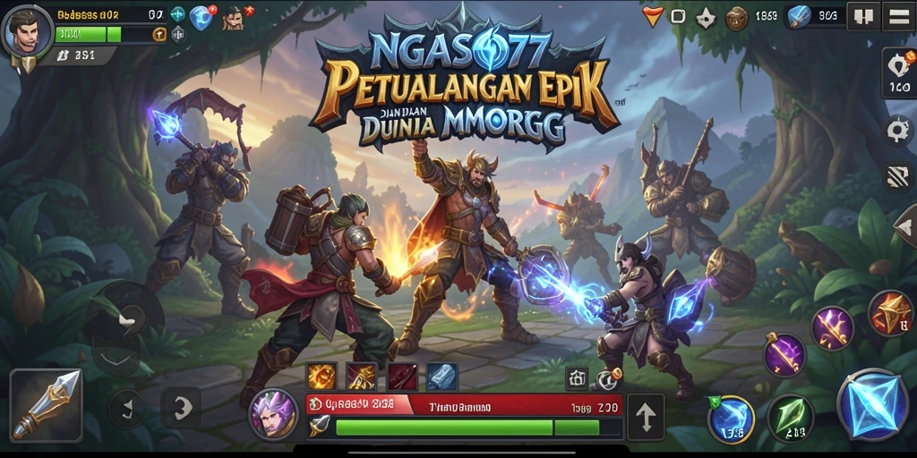 Tampilan gameplay epik dari NGASO77 dalam dunia MMORPG.