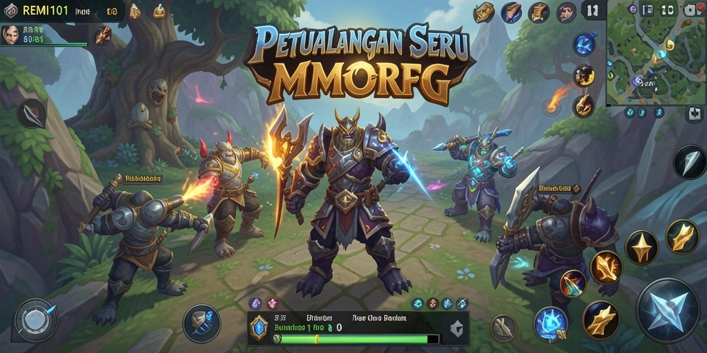 Tangkapan layar menunjukkan karakter dalam aksi seru di dunia MMORPG.
